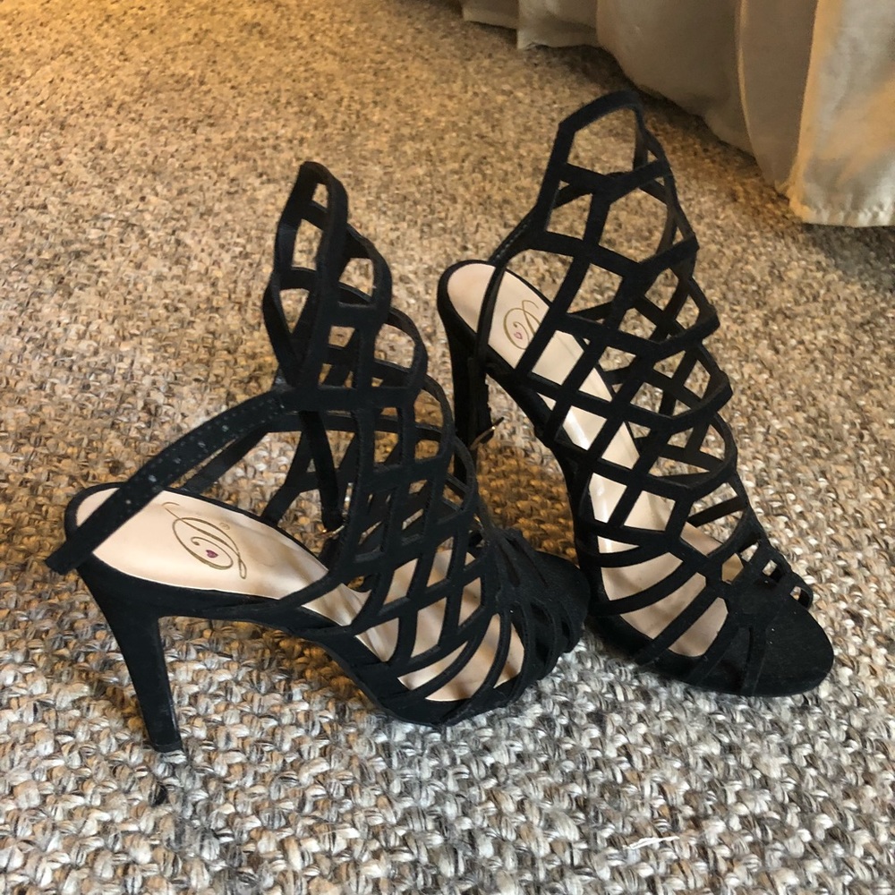 Black strappy heels